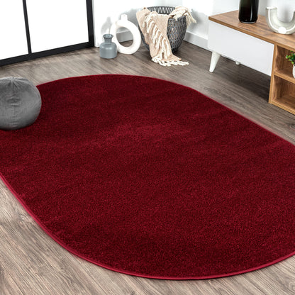 JONATHAN Y Haze Solid Low-Pile Dark Red 3x5 Oval Indoor Area Rug, Coastal,Bohemian,Minimalist,Classic, Easy-Cleaning for Living Room,Bedroom,Kitchen,Pet Friendly,Non-Shedding (SEU100Q-3OV)