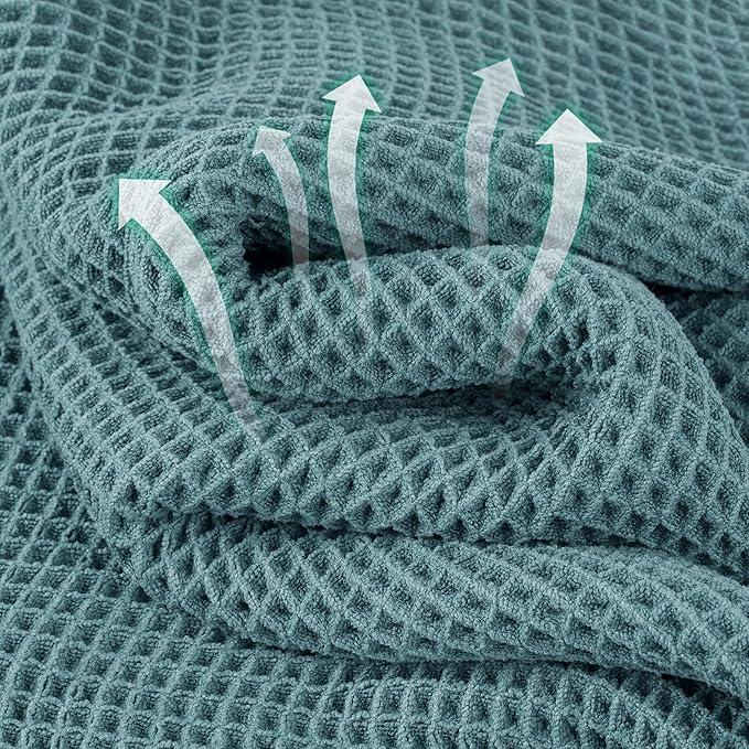Microfiber Waffle Face Towels, 4 Pieces, Fast Drying, Lint Free 430 GSM