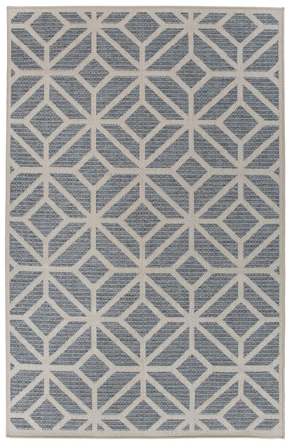 Rugshop Blue Contemporary Geometric Indoor/Outdoor Area Rug — Hose Washable for Living Room, Dining Room and Office, 7'10" x 10'