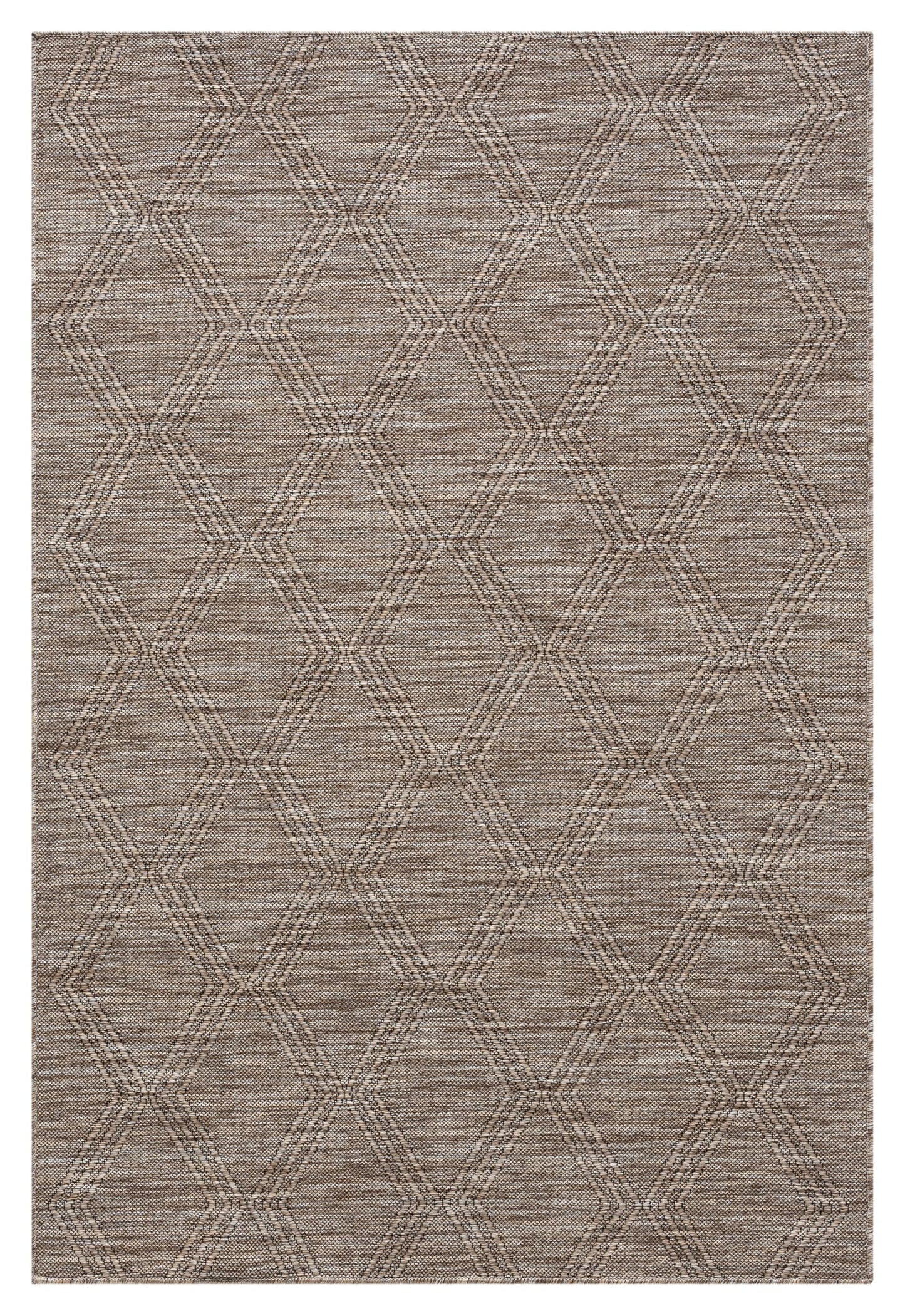 RUGGERRUGS Darla Textured Foldable Indoor Outdoor Rug, 4x6, Weather Resistant, Easy Clean, UV Resistant, Lightweight Contemporary Geometric Patio Carpet for Porch, Deck, Living Room (4' x 6', Beige)