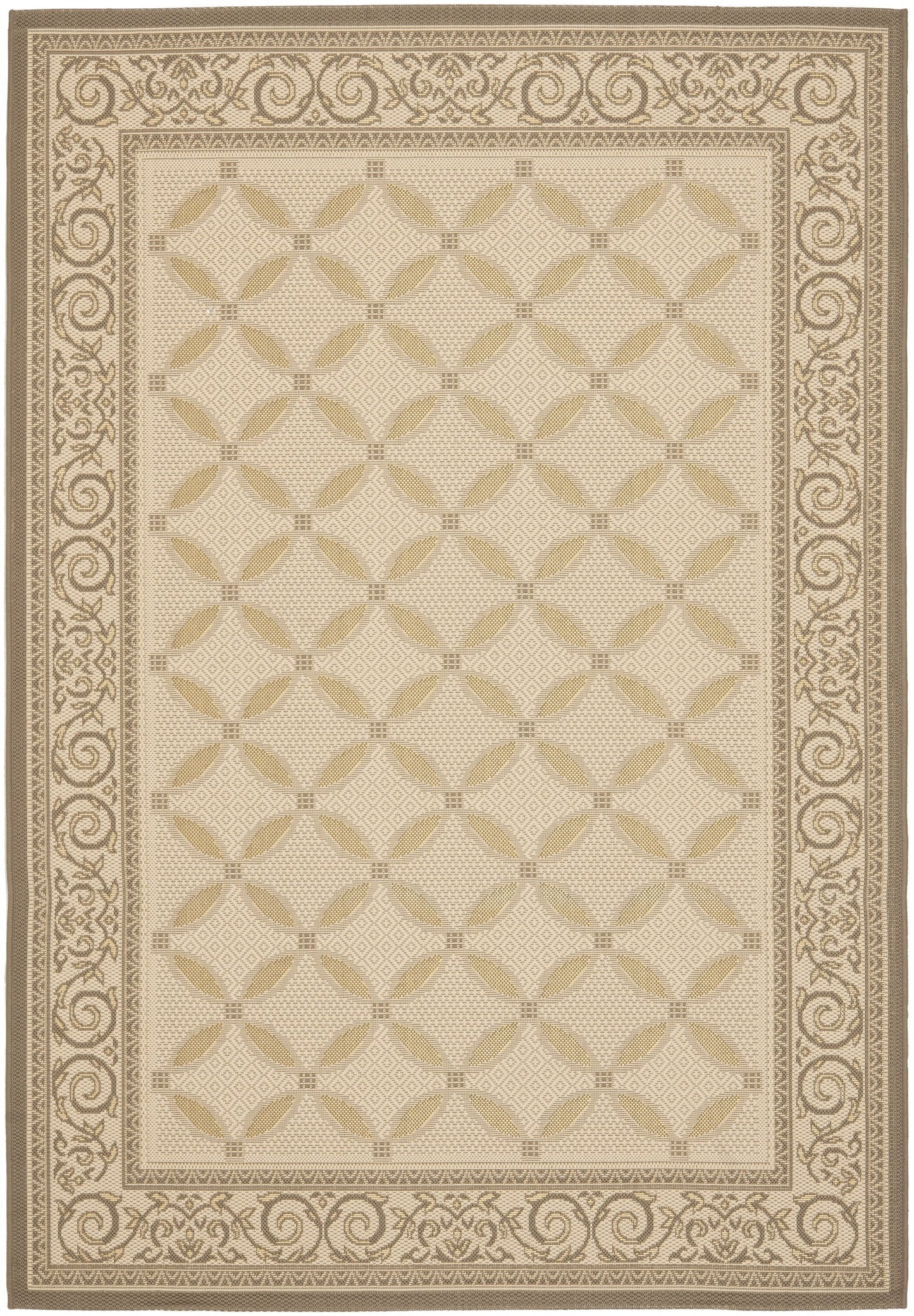 SAFAVIEH Washable Rug Outdoor Courtyard Collection - 5'3" x 7'7", Dark Beige & Beige, Non-Shedding & Easy Cleaning, Ideal for Patio, Backyard, Mudroom (CY7107-79A21)