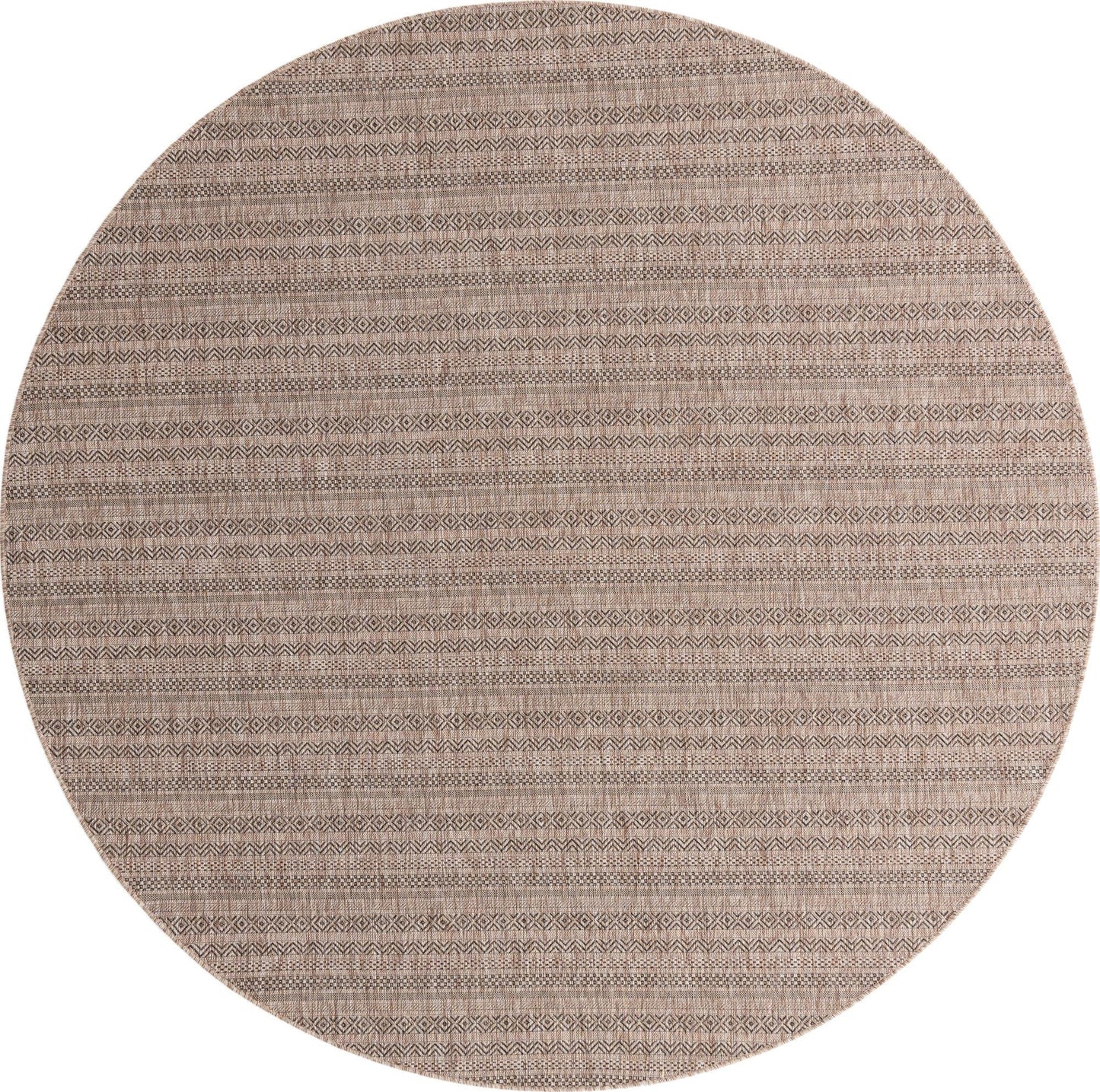 Unique Loom Outdoor Striped Collection Area Rug - Maia (10' Round, Natural/Black)
