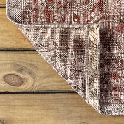 JONATHAN Y Boho Medallion Indoor Outdoor Area Rug 9X12 Red/Taupe, Rozetta Textured Weave for Backyard, Patio, Porch, Easy-Cleaning, High Traffic, Pet-Friendly, Non-Shedding (SMB102A-9)
