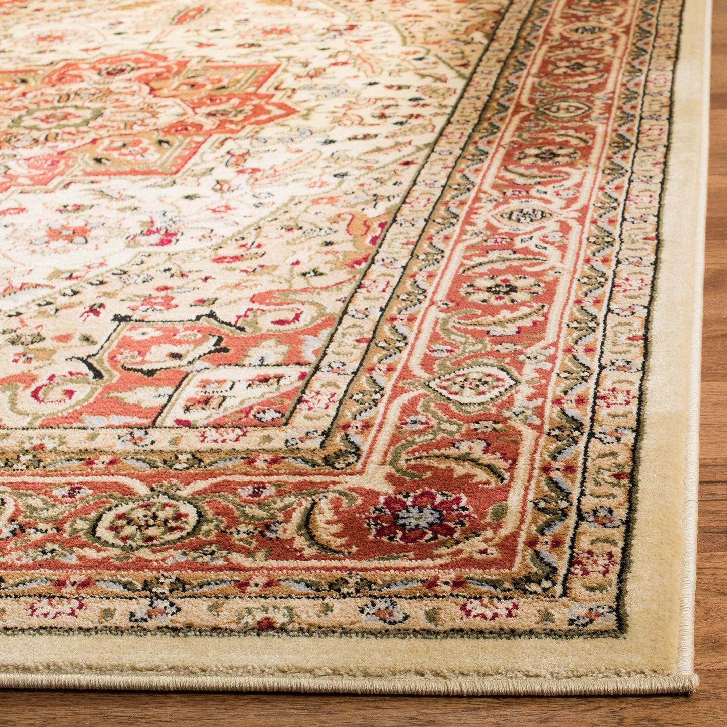 SAFAVIEH Lyndhurst Collection Area Rug - 6' x 9', Ivory & Rust, Traditional Oriental Design, Non-Shedding & Easy Care, Ideal for High Traffic Areas in Living Room, Bedroom (LNH330R)