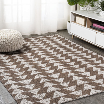 JONATHAN Y Tribal Geometric Indoor Outdoor Area Rug 3X5 Brown/Beige, Andratx Modern for Backyard, Patio, Porch, Easy-Cleaning, High Traffic, Pet-Friendly, Non-Shedding (SMB126A-3)