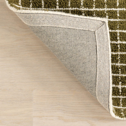 Rugs USA Melrose Moss/Ivory, 6' x 9', Handmade, Checked, Wool, Soft and Cozy, High Traffic, Stain Resistant, Easy Clean, Durable Area Rug for Bedroom, Living Room, Dining, Den, Entryway
