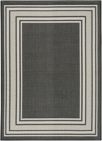 Nourison Home Horizon Indoor/Outdoor Black 4' x 6' Area Rug - Easy Clean, Non Shedding, Bed Room, Living Room, Dining Room, Kitchen (4' x 6')