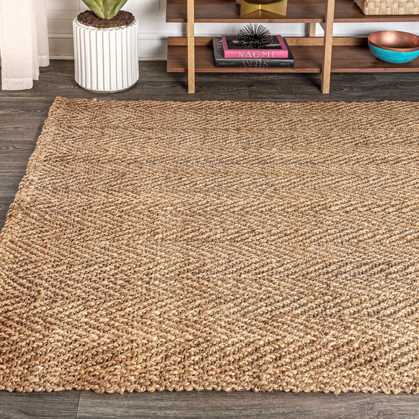 JONATHAN Y Espina Hand Woven Herringbone Chunky Jute Natural Indoor Area Rug, 4x6, Bohemian, Cottage, Easy-Cleaning for Living Room, Bedroom, Kitchen, Pet Friendly, Non-Shedding (NFR101A-4)