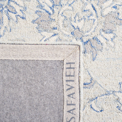 SAFAVIEH Area Rug 8x10 - Micro-Loop Collection - Large - Light Blue & Ivory, Handmade Wool, Ideal for Living Room, Bedroom, Office, Dining Space (MLP536L)