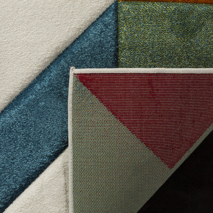 SAFAVIEH Hollywood Collection Area Rug - 9' x 12', Ivory & Peacock Blue, Mid-Century Modern Design, Non-Shedding & Easy Care, Ideal for High Traffic Areas in Living Room, Bedroom (HLW709B)