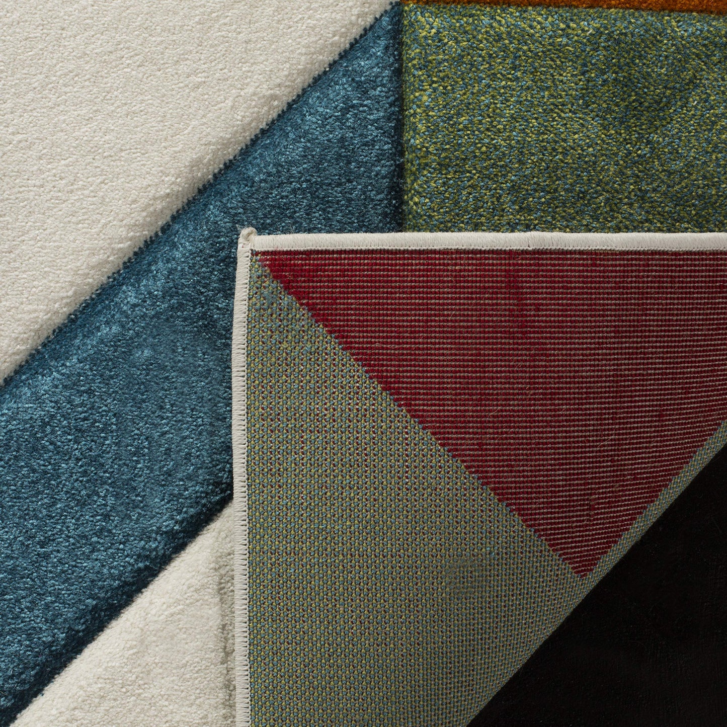 SAFAVIEH Hollywood Collection Area Rug - 6'7" x 9', Ivory & Peacock Blue, Mid-Century Modern Design, Non-Shedding & Easy Care, Ideal for High Traffic Areas in Living Room, Bedroom (HLW709B)