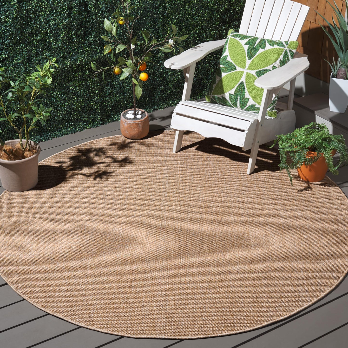 SAFAVIEH Washable Rug Outdoor Sisal All-Weather Collection - 7'9" Round, Natural, Non-Shedding & Easy to Clean, Ideal for Patio, Backyard, Mudroom (SAW642B)