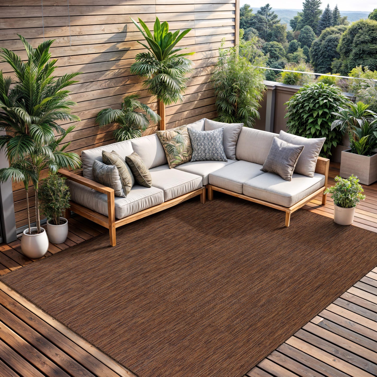 CAMILSON Outdoor Rug 8x10 Modern Area Rugs for Indoor and Outdoor Patios and Porches - Waterproof, Washable, Non-Shedding, Easy-to-Clean Outside Carpet (8 x 10, Solid - Gold)