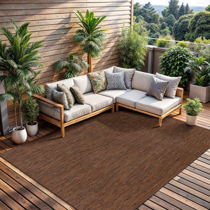 CAMILSON Outdoor Rug 8x10 Modern Area Rugs for Indoor and Outdoor Patios and Porches - Waterproof, Washable, Non-Shedding, Easy-to-Clean Outside Carpet (8 x 10, Solid - Gold)
