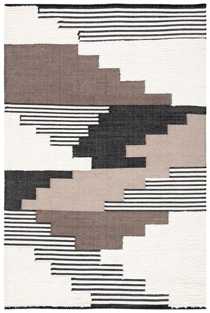 SAFAVIEH Kenya Collection Accent Rug - 4' x 6', Black & Ivory, Handmade Southwestern Wool, Ideal for High Traffic Areas in Entryway, Living Room, Bedroom (KNY278Z)