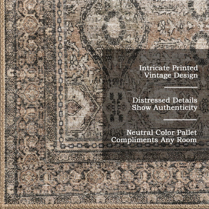 Nuloom Hillstone Collection Aether Brown/Rust, 7'10" x 10', Vintage Medallion, Soft and Cozy, High Traffic, Stain Resistant, Easy Clean, Durable Area Rug for Bedroom, Living Room, Dining, Foyer
