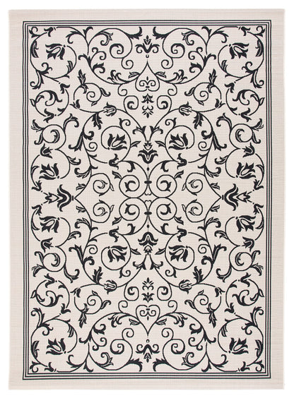 SAFAVIEH Courtyard Collection 6'7' x 9'6' Black / Sand CY2098 Scroll Indoor/ Outdoor Patio Backyard Mudroom Area-Rug