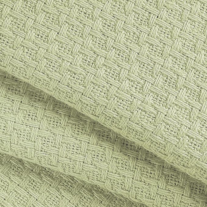 BELIZZI HOME 100% Cotton Bed Blanket, Breathable Bed Blanket Twin Size, Cotton Thermal Blankets Twin, Perfect for Layering Any Bed for All Season, Sage Green