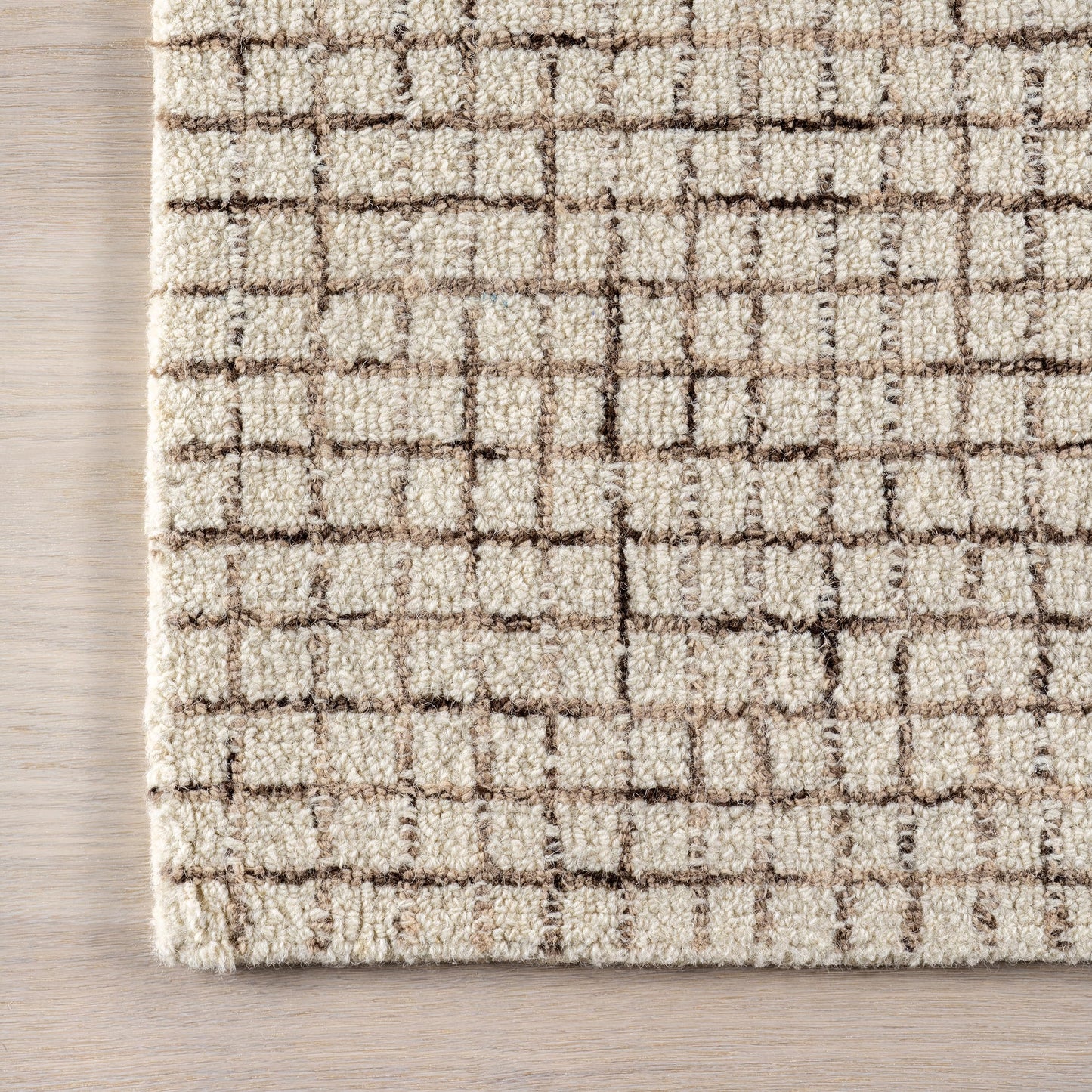 Rugs USA Melrose Cream, 7'6" x 9'6", Handmade, Checked, Wool, Soft and Cozy, High Traffic, Stain Resistant, Easy Clean, Durable Area Rug for Bedroom, Living Room, Dining, Den, Entryway