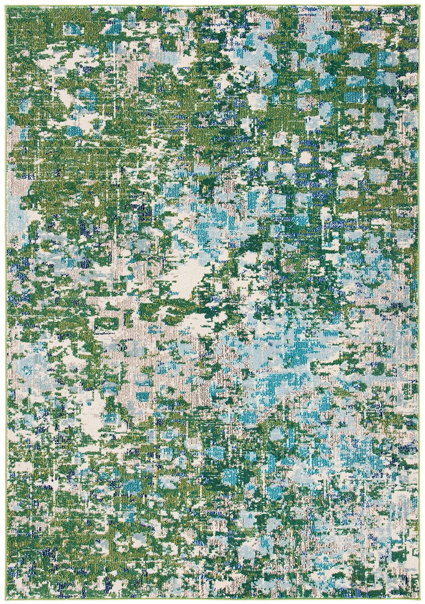 SAFAVIEH Madison Collection Accent Rug - 4' x 6', Green & Turquoise, Boho Abstract Distressed Design, Non-Shedding & Easy Care, Ideal for High Traffic Areas in Entryway, Living Room, Bedroom (MAD425Y)