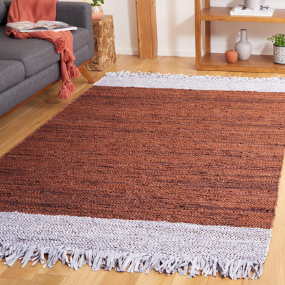 SAFAVIEH Vintage Leather Collection Area Rug - 5' x 8', Light Grey & Rust, Handmade Modern Fringe Design, Ideal for The Living Room, Bedroom, Dining Room (VTL310P-5)