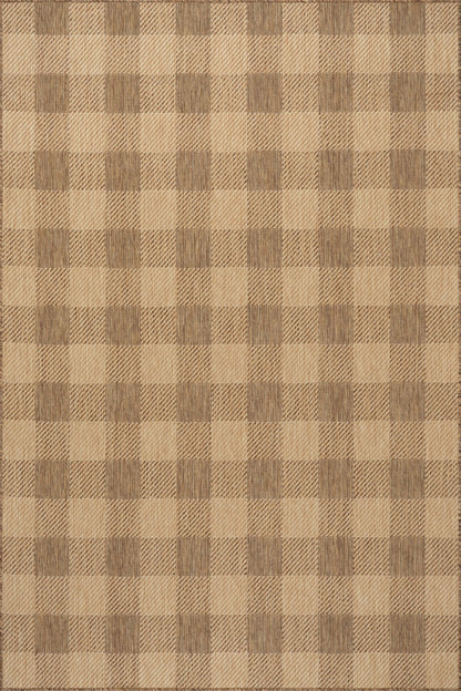 Nuloom Falonia Plaid 4' x 6' Indoor/Outdoor Area Rug for Living Room Patio Deck Front Porch, Light Brown