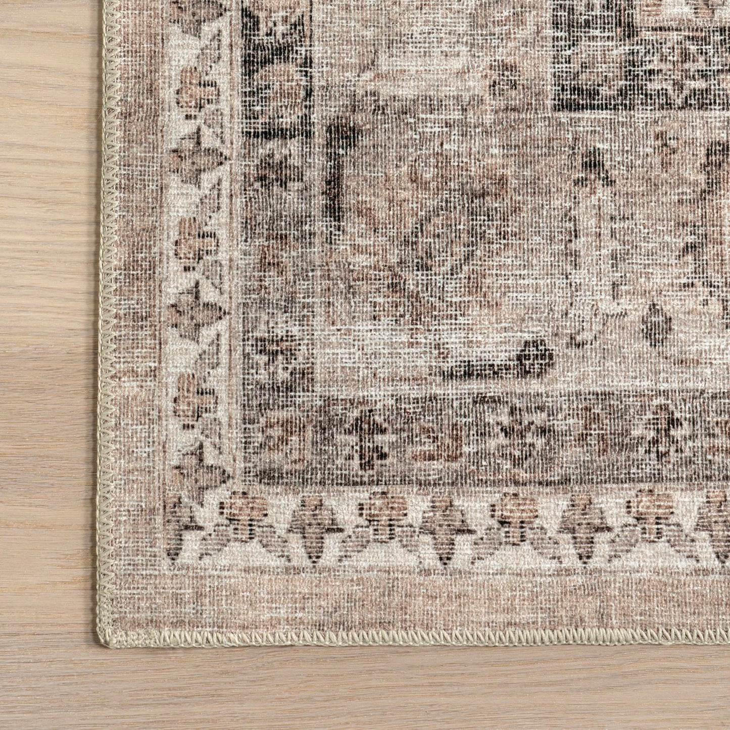 nuLOOM 4' x 6' Machine Washable Area Rug with Waterproof Spill Proof Surface, Non Slip Backing and Stain Resistant for Living Room, Bedroom, Kitchen, Dining Room, Davi Taupe