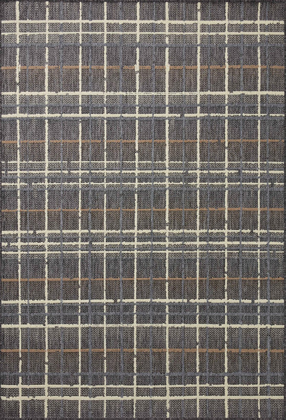 Loloi II Rainier Collection RAI-11 Indoor/Outdoor, Charcoal/Multi 5'-3" x 7'-7" Area Rug