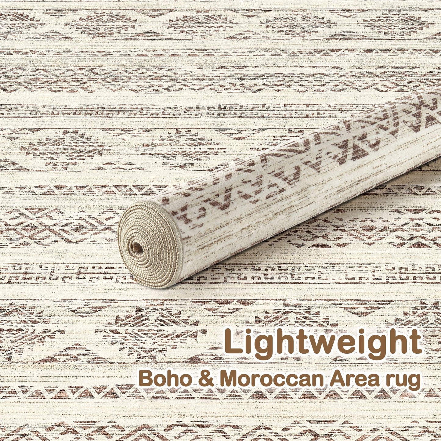 Tortania Area Rug Living Room Rugs - 5x7 Washable Large Soft Neutral Boho Moroccan Bohemian Farmhouse Rug Indoor Floor Carpet for Bedroom Under Dining Table Home Office Decor - Brown