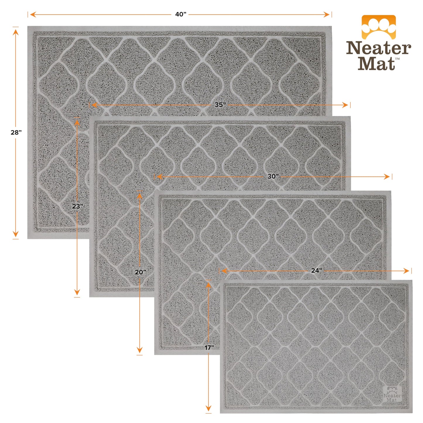 Neater Pets Neater Mat Cat Litter Mat, Thick & Durable Cat Mat for Litter Box, Trapper Pad Catches Mess to Protect Indoor Floors, Soft on Kitty Paws, Anti-Skid Grip Backing, Easy to Clean, Grey