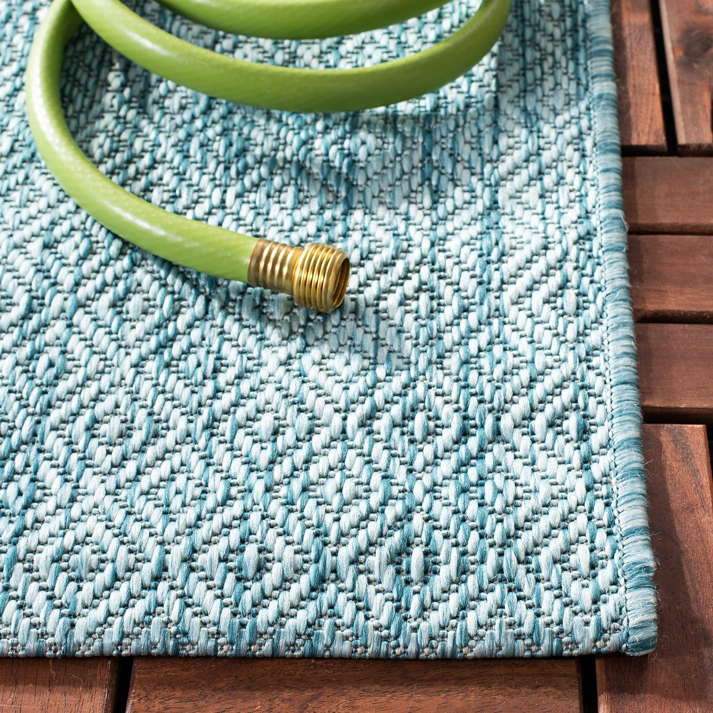 SAFAVIEH Courtyard Collection 6'7' x 9'6' Aqua CY8520 Indoor/ Outdoor Patio Backyard Mudroom Area Rug