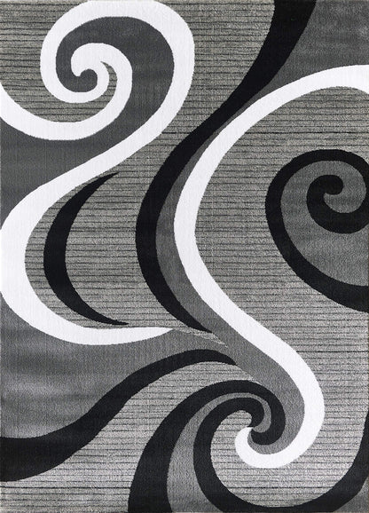 GLORY RUGS Modern Area Rug Swirls Carpet Bedroom Living Room Contemporary Dining Accent Sevilla Collection 4817 (4x6, Grey Black)