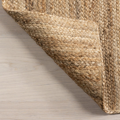 nuLOOM 3 Round Rigo Jute Hand Woven Area Rug, Natural, Solid Farmhouse Design, Natural Fiber, For Bedroom, Living Room, Dining Room, Hallway, Office, Kitchen, Entryway