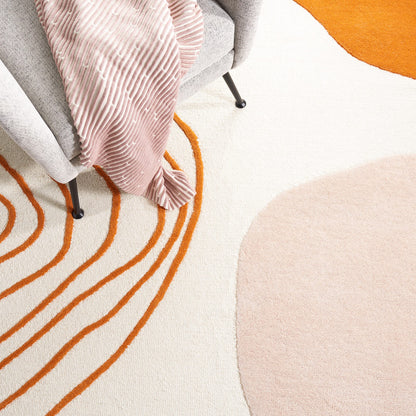 SAFAVIEH Area Rug 8x10 - Rodeo Drive Collection - Large - Ivory & Rust, Handmade Wool, Mid-Century Modern Design, Ideal for Living Room, Bedroom, Office, Dining Space (RD860P)