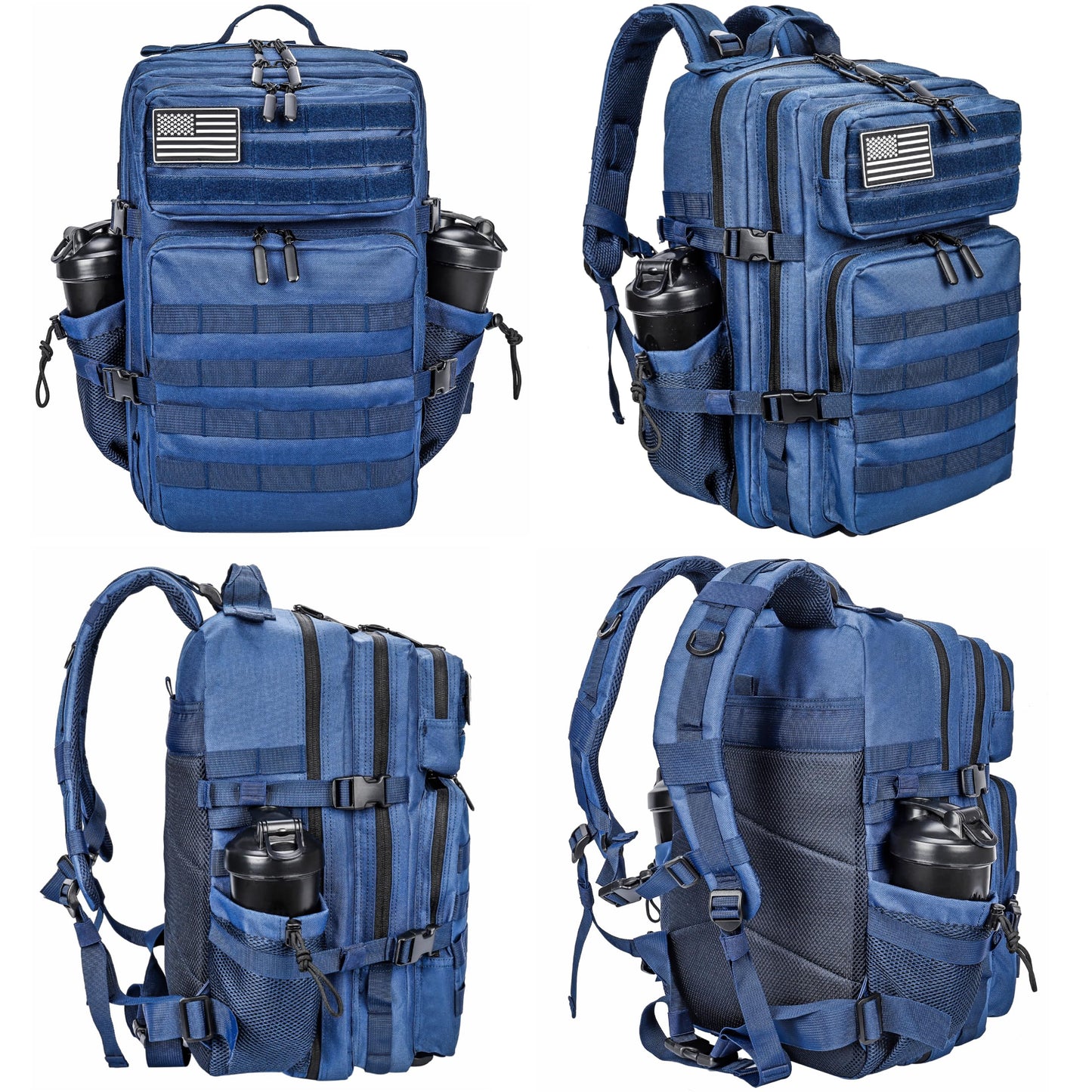 LHI Military Tactical Backpack for Men and Women 45L Army 3 Days Assault Pack Bag Large Rucksack with Molle System - Blue