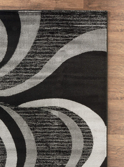 GLORY RUGS Modern Area Rug 8x10 Black Gray Swirls Carpet Bedroom Living Room Contemporary Dining Accent Sevilla Collection 4817A (8x10, Black)