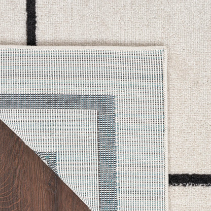 Nourison Home Nourison Essentials Ivory/Black 6' x 9' Area Rug - Easy Clean, Non Shedding, Bed Room, Living Room, Dining Room, Kitchen (6' x 9')