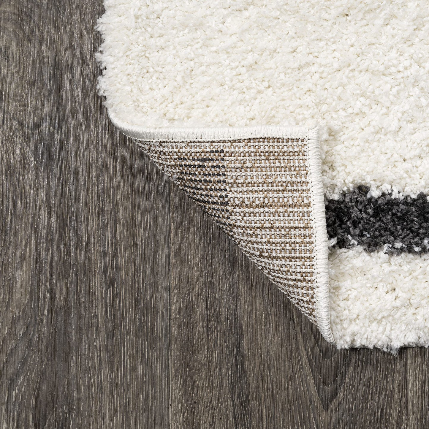 JONATHAN Y Alaro Berber Stripe Shag White/Gray Runner Rug, 2x10, Bohemian, Contemporary, Easy-Cleaning for Living Room, Bedroom, Kitchen, Pet Friendly, Non-Shedding (MOH402A-210)