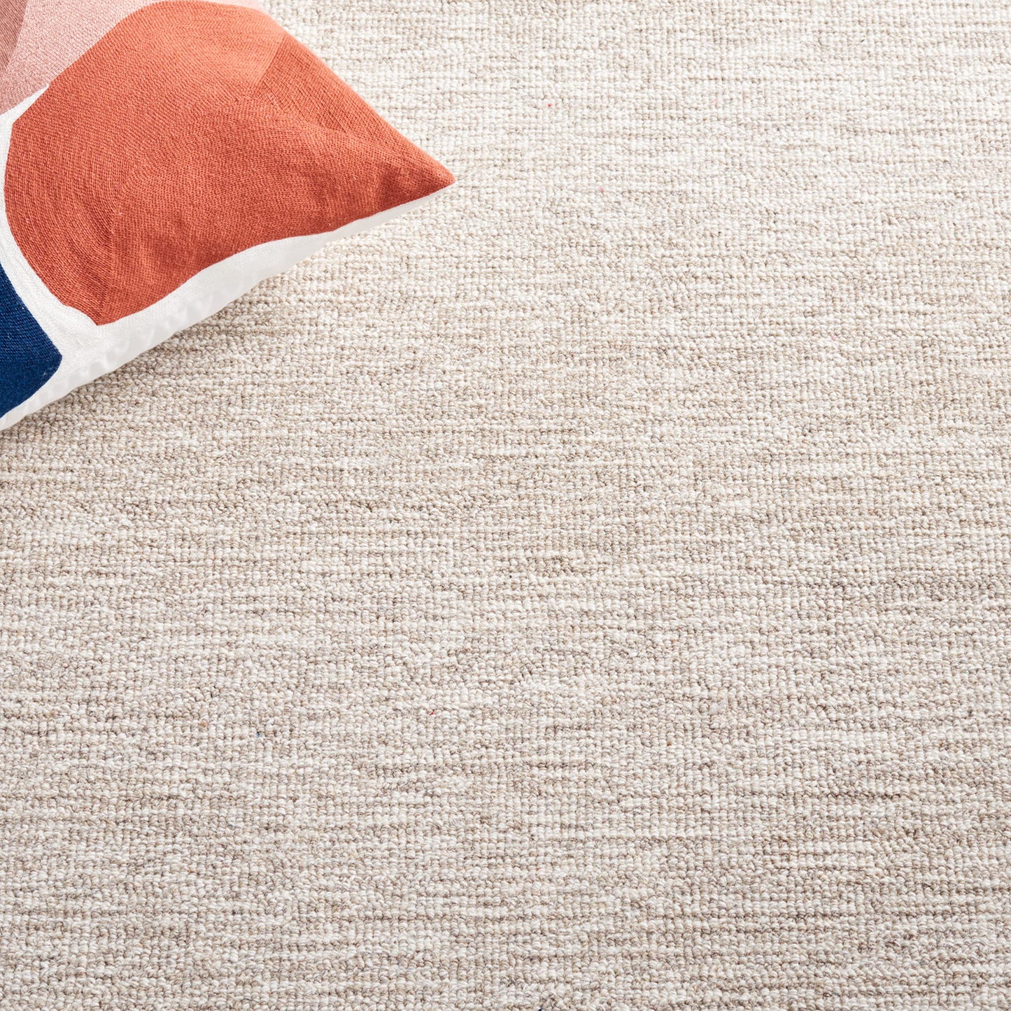 SAFAVIEH Abstract Collection Area Rug - 8' Square, Natural & Ivory, Handmade Wool, Ideal for High Traffic Areas in Living Room, Bedroom, Dining (ABT478A-8SQ)