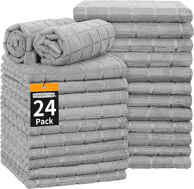 HOMERHYME Hand Towels for Bathroom, 24 Pack 25''*15'' Microfiber Grey Bath Hand