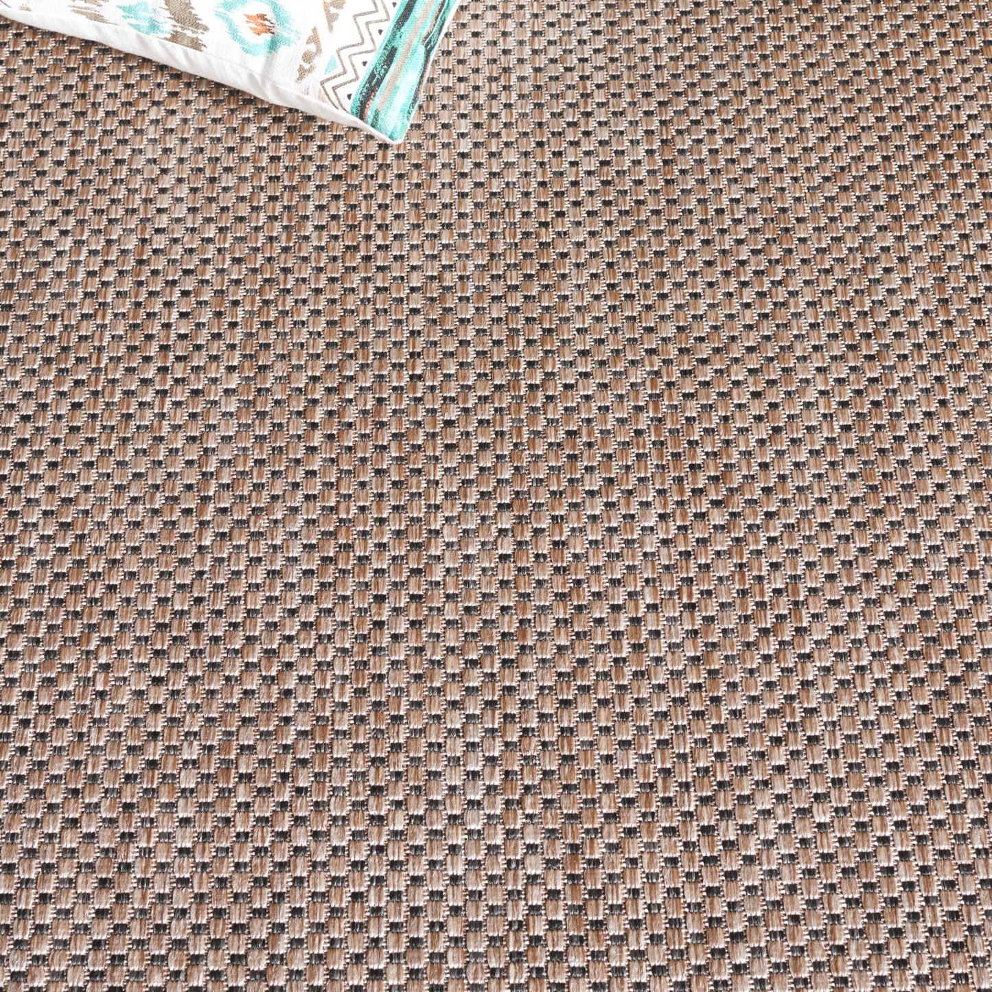 SAFAVIEH Washable Rug Outdoor Courtyard Collection - 8' x 10', Natural & Black, Non-Shedding & Easy Cleaning, Ideal for Patio, Backyard, Mudroom, DIning Space (CY8521-37312)