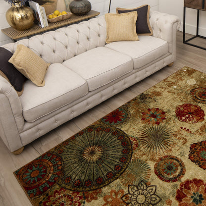 Mohawk Home Caravan Ornamental Floral Medallion 5' x 8' Area Rug - Orange - Perfect for Living Room, Dining Room, Office