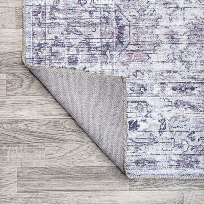 JONATHAN Y Machine Washable Gray/Purple Indoor Area Rug 4X6 ft, Didim Boho Medallion for Living Room, Bedroom, Kitchen, Office, Easy-Cleaning, High Traffic, Pet-Friendly, Non-Shedding (WSH102A-4)
