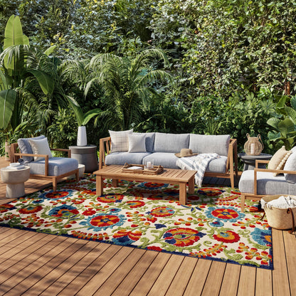 Nourison Home Aloha Multicolor 9'6" x 13' Area Rug - Easy Clean, Non Shedding, Bed Room, Living Room, Dining Room, Kitchen (10' x 13')