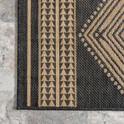 Nuloom Ranya Dark Grey/Ivory, 5' x 8', Tribal Geometric, Soft and Cozy, High Traffic, Stain Resistant, Easy Clean, Durable Area Rug for Indoor/Outdoor Patio, Deck, Porch, Garden, Courtyard