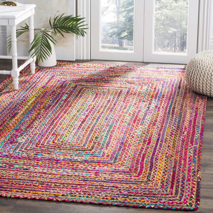 SAFAVIEH Area Rug 3x5 - Cape Cod Collection - Red & Multi, Handmade Jute & Cotton, Woven Braided Design (CAP202A)
