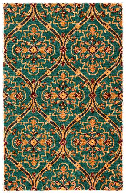 SAFAVIEH Heritage Collection 4' x 6' Green/Orange HG475Y Handmade Traditional Oriental Premium Wool Entryway Living Room Foyer Bedroom Accent Rug