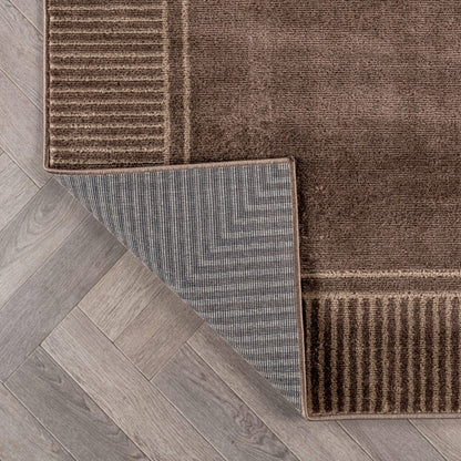 Rugshop Modern Distressed Bordered Indoor Area Rug for Entryway,Bedroom,Kitchen Rug Low Pile Rug with Jute Backing 4' x 6' Brown