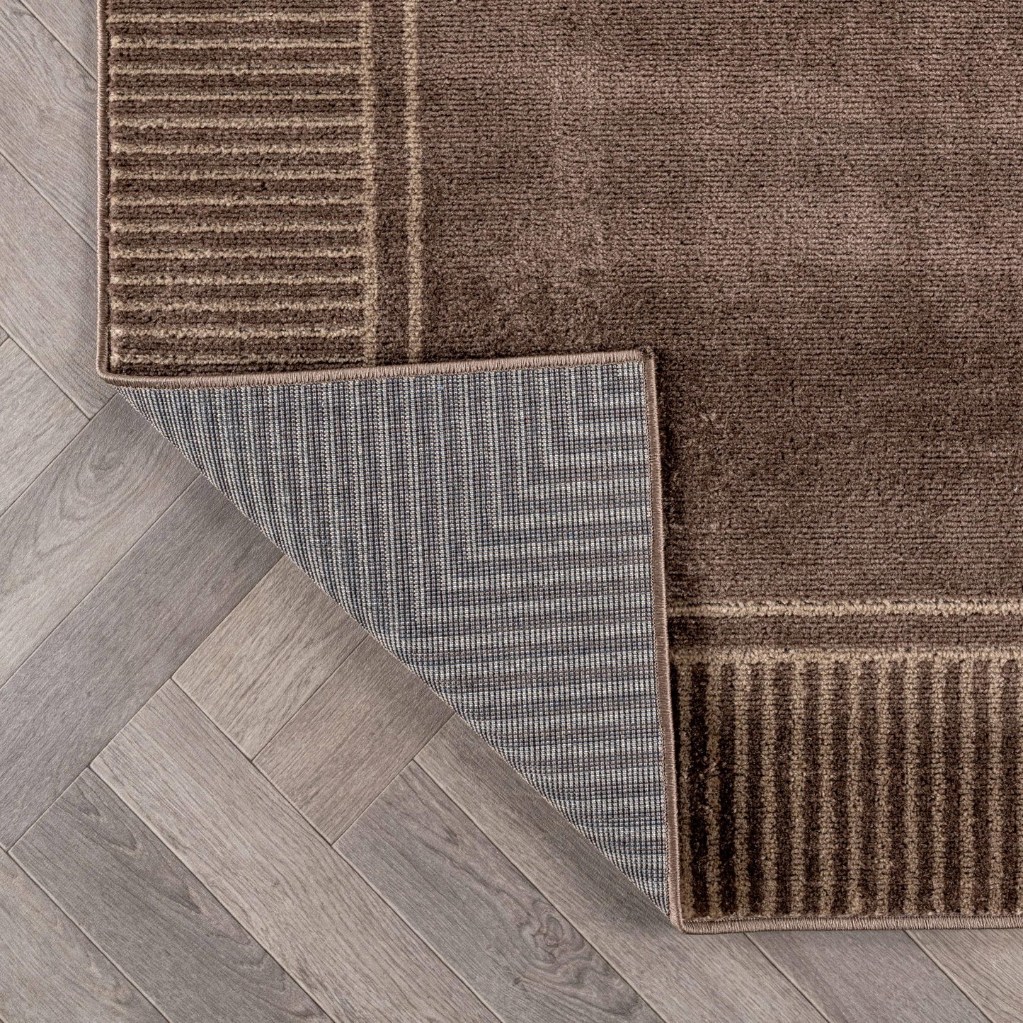 Rugshop Modern Distressed Bordered Indoor Runner Rug for Hallway,Entryway,Kitchen Rug Low Pile Rug with Jute Backing 2' 3" x 8' Brown