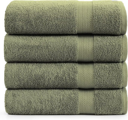 LANE LINEN 100% Mercerized Cotton Bath Sheet Set of 4